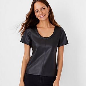 Ann Taylor Faux Leather top- MP
